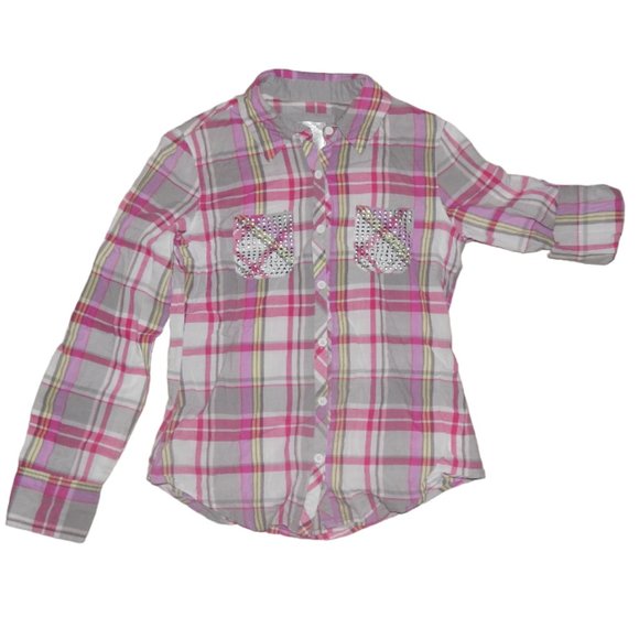 Justice Other - 💲5/$25💲JUSTICE (girls 14) plaid flannel top with sequin-pockets